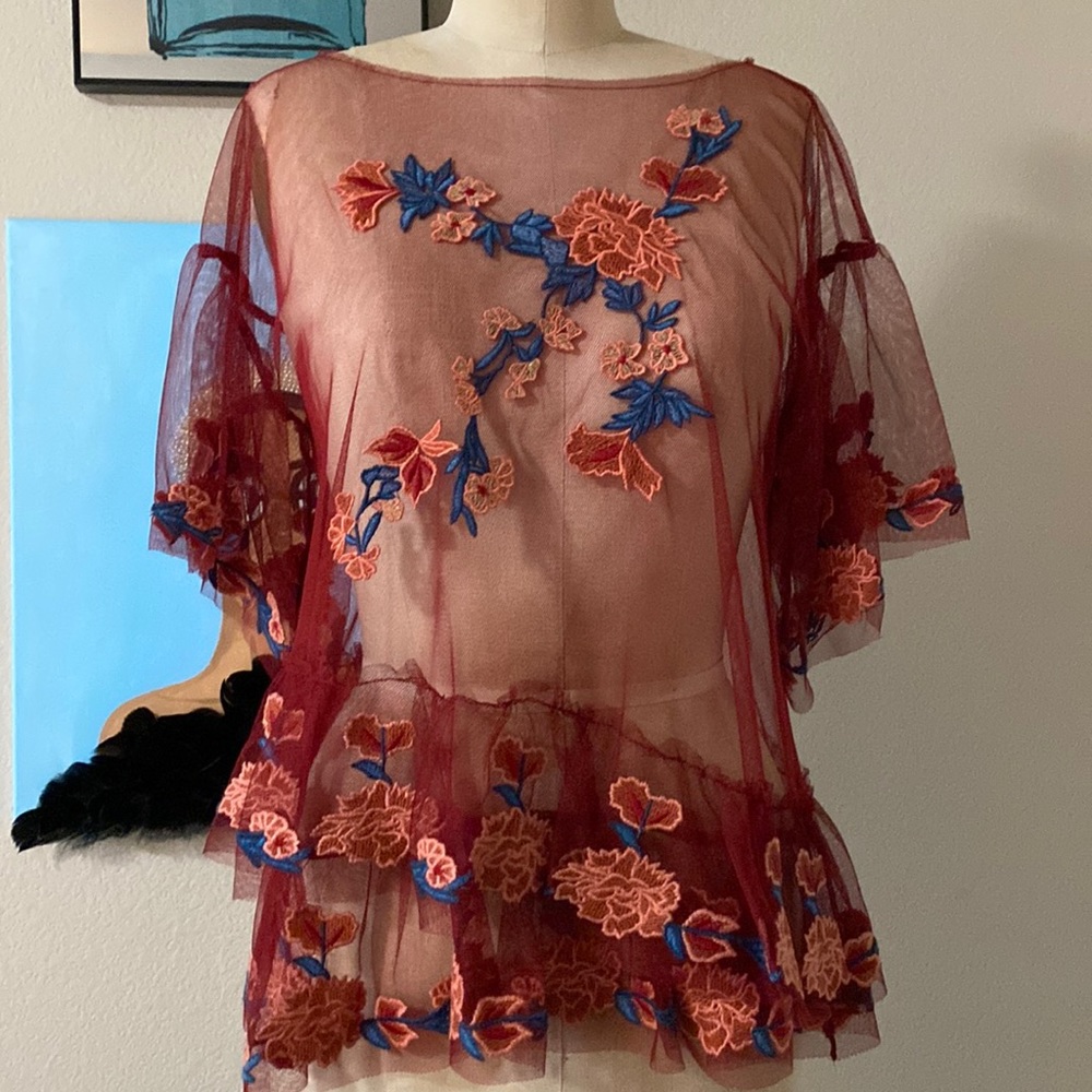 Zara mesh floral top